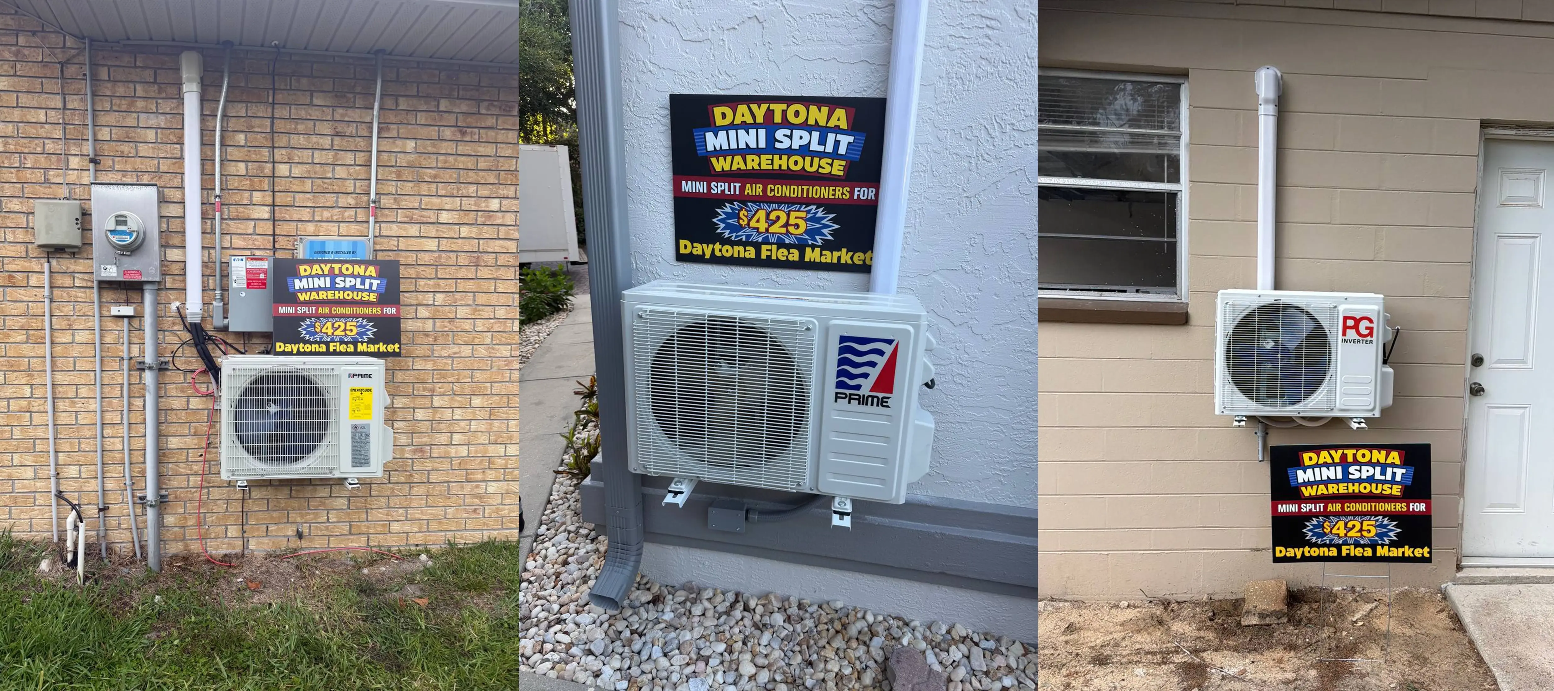 Modern ductless mini split air conditioner and outdoor condenser